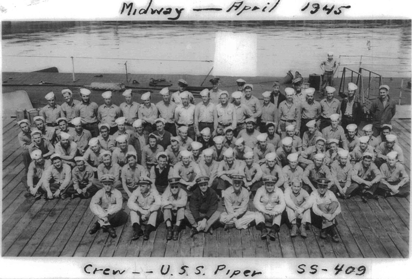  - USS Piper Crew at Midway April 1945